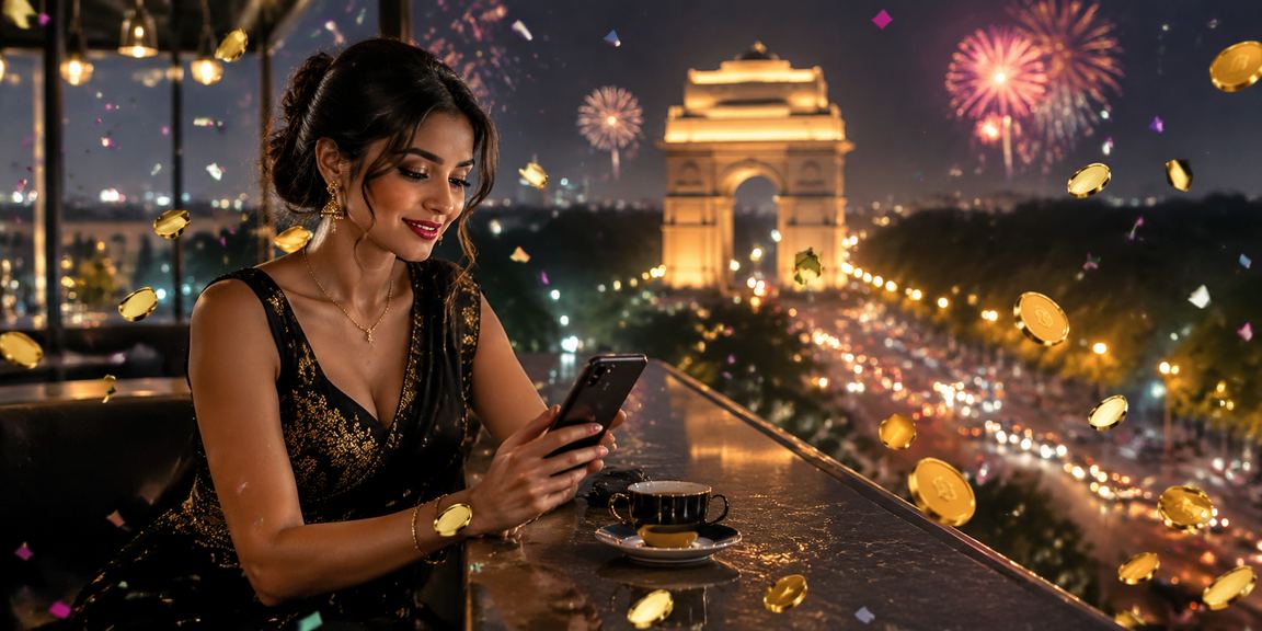 Man using mobile to deposit funds in Delhi near India Gate